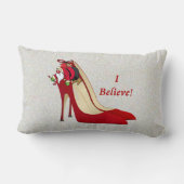 赤ハイヒール靴/サンタ小妖精や小人/信じ私! ランバークッション (裏面)