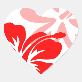 赤ハイビスカスの色合い ハートシール