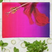 赤ハイビスカスフラワーサイドビュー キッチンタオル (折り畳み)