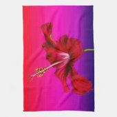 赤ハイビスカスフラワーサイドビュー キッチンタオル (縦)