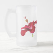 赤ハイビスカスフラワーサイドビュー フロストグラスビールジョッキ (左)