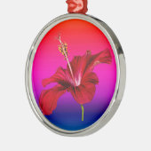 赤ハイビスカスフラワーサイドビュー メタルオーナメント (左)