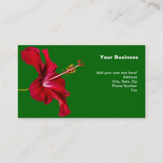 赤ハイビスカスフラワーサイドビュー 名刺 (正面)