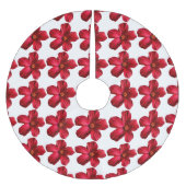 赤ハイビスカスフラワーパターンツリースカート ブラッシュドポリエステルツリースカート (正面)