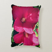 赤ハイビスカスフラワーペア閉じる アクセントクッション (裏面(縦))