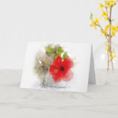 赤ハイビスカスフラワー悔やみや弔慰 カード (黄色い花)