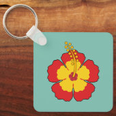 赤ハイビスカス熱帯花 キーホルダー (正面)