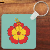 赤ハイビスカス熱帯花 キーホルダー (裏面)