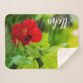 赤ハイビスカス熱帯花 シェルパブランケット (正面(横))