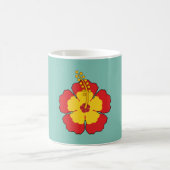 赤ハイビスカス熱帯花 |名前の追加 モーフィングマグカップ (中央)