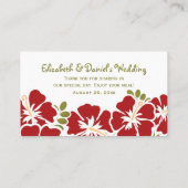 赤ハイビスカス結婚のテーブル座席表 プレイスカード (裏面)