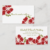 赤ハイビスカス結婚のテーブル座席表 プレイスカード (正面/裏面)
