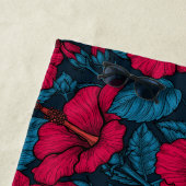 赤ハイビスカス花ビーチタオル ビーチタオル (インサイチュ)