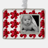 赤ハイビスカス花額銀めっきオーナメント シルバープレートフレームオーナメント (正面)