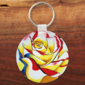 赤ハイブリッド茶バラ花 キーホルダー (正面)