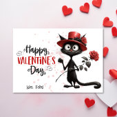 赤ハッピーバレンタインデーのかわいい黒猫 シーズンカード