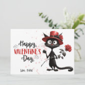 赤ハッピーバレンタインデーのかわいい黒猫 シーズンカード (スタンド正面)