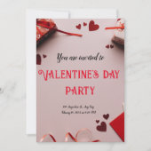 赤ハッピーバレンタインデーモダンカード サンキューカード (正面)