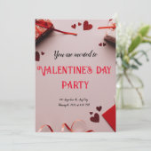 赤ハッピーバレンタインデーモダンカード サンキューカード (スタンド正面)