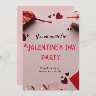 赤ハッピーバレンタインデーモダンカード サンキューカード