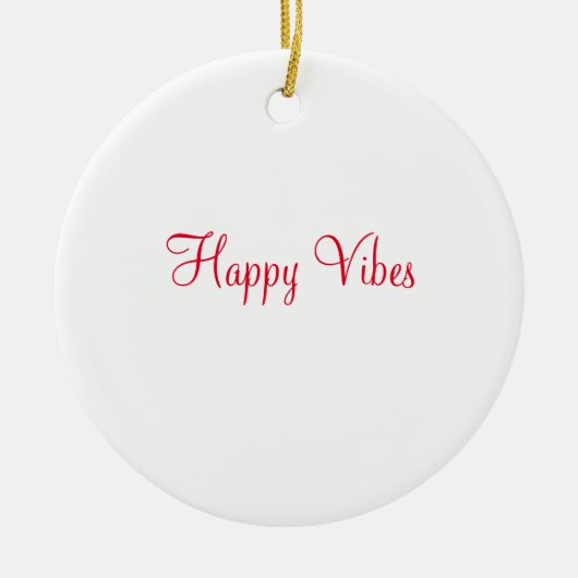 赤ハッピービーズホリデーシンプルミニマル書道 セラミックオーナメント (正面)