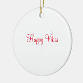 赤ハッピービーズホリデーシンプルミニマル書道 セラミックオーナメント (左)