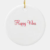 赤ハッピービーズホリデーシンプルミニマル書道 セラミックオーナメント (裏面)
