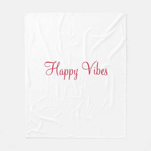 赤ハッピービーズホリデーシンプルミニマル書道 フリースブランケット (正面)