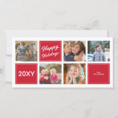 赤ハッピーホリデースタイリッシュ5コラージフォトカード シーズンカード (正面)