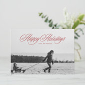 赤ハッピーホリデーズカリグラフィクリスマスカード シーズンカード (スタンド正面)