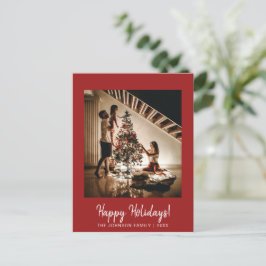 赤ハッピーホリデーズフォトポストカード ポストカード