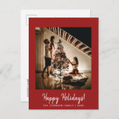 赤ハッピーホリデーズフォトポストカード ポストカード (正面/裏面)