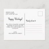 赤ハッピーホリデーズフォトポストカード ポストカード (裏面)