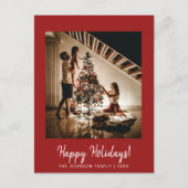 赤ハッピーホリデーズフォトポストカード ポストカード (正面)