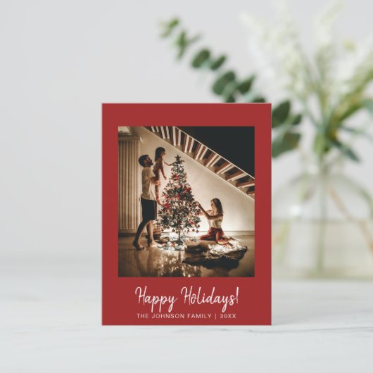 赤ハッピーホリデーズフォトポストカード ポストカード (スタンド正面)