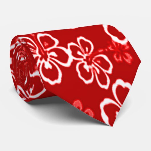 赤ハワイアンアルマーニ織フローラルパターンネクタイ ネクタイ (ロール)
