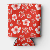 赤ハワイアンウミガメとハイビスカス 缶クーラー (正面)