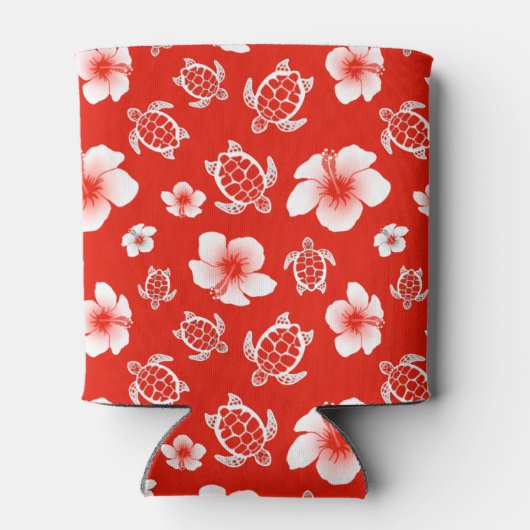 赤ハワイアンウミガメとハイビスカス 缶クーラー (裏面)