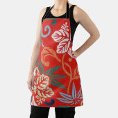 赤ハワイアン日本の着物:ヴィンテージフローラ エプロン (インサイチュ)