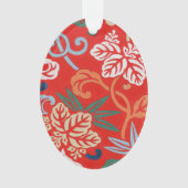 赤ハワイアン日本の着物：ヴィンテージフローラ オーナメント (正面)