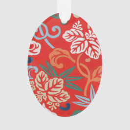 赤ハワイアン日本の着物：ヴィンテージフローラ オーナメント