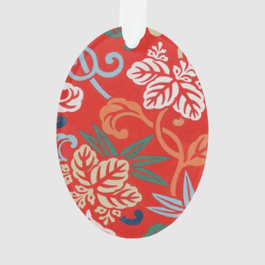 赤ハワイアン日本の着物：ヴィンテージフローラ オーナメント (裏面)