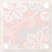 赤ハワイアン日本の着物:ヴィンテージフローラ ガラスコースター (裏面)