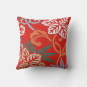 赤ハワイアン日本の着物：ヴィンテージフローラ クッション (裏面)