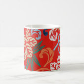 赤ハワイアン日本の着物：ヴィンテージフローラ コーヒーマグカップ (中央)