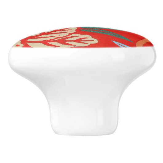 赤ハワイアン日本の着物：ヴィンテージフローラ セラミックノブ (側面)