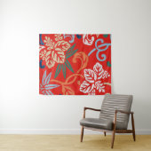 赤ハワイアン日本の着物：ヴィンテージフローラ タペストリー (インサイチュ(横))