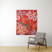 赤ハワイアン日本の着物：ヴィンテージフローラ タペストリー (インサイチュ)