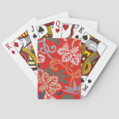 赤ハワイアン日本の着物:ヴィンテージフローラ トランプ (裏面)