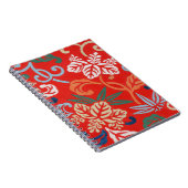 赤ハワイアン日本の着物:ヴィンテージフローラ ノートブック (右側)